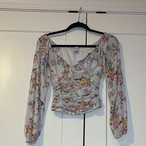 Rue21 Floral Ruched Blouse - Pink and Yellow